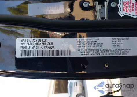 2023 Dodge Charger Sxt z USA, uszkodzony, nr VIN 2C3CDXBGXPH563605